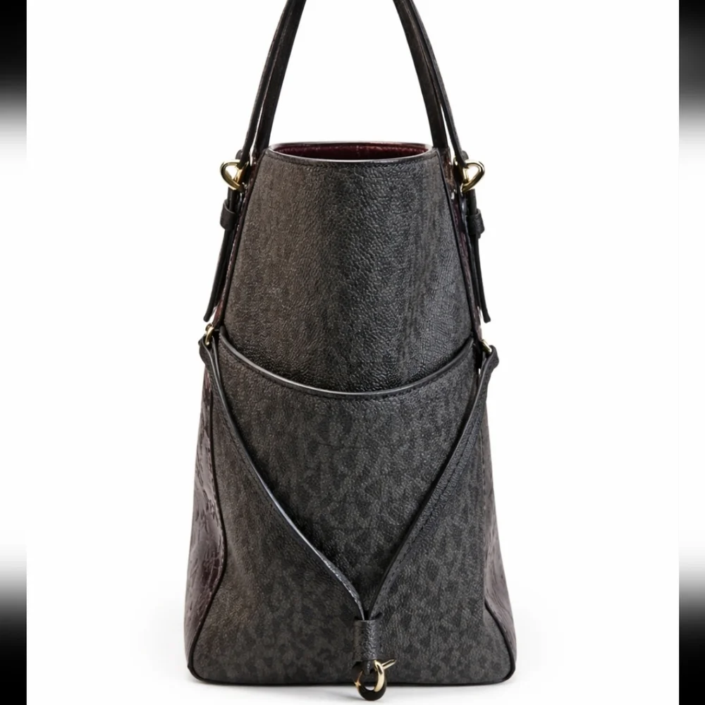Michael Michael Kors Voyager Dark Berry Leather Monogram Tote OS